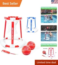 Modern Splash Hoop 360 - Durable Floating Pool Basketball Setup in Red or Blue