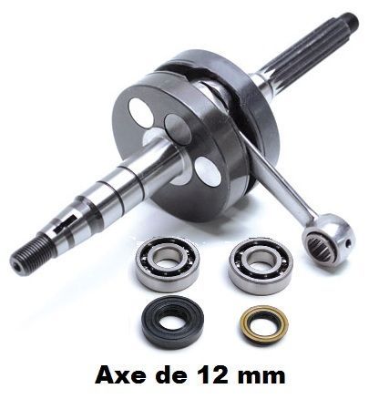 Vilebrequin avec roulements pour scooter CPI Oliver et Hussar 50cc axe de 12mm