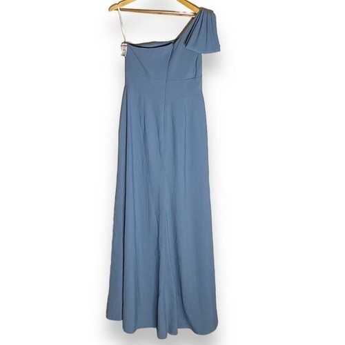 After Six Larkspur Crepe One Shoulder Trumpet Gown 10 - Picture 8 of 8