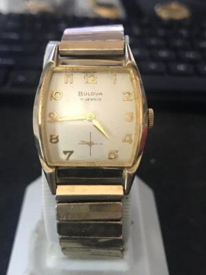 Bulova 1950's L9 28mm square 17Jewels 10k Rolled Gold Men's Watch