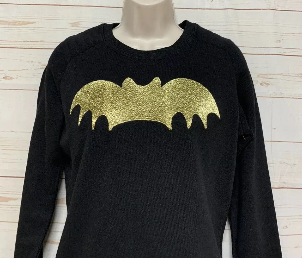 ZOE KARSSEN Batman Loose Fit Sweatshirt Pull Over Logo Gold Black Small Women