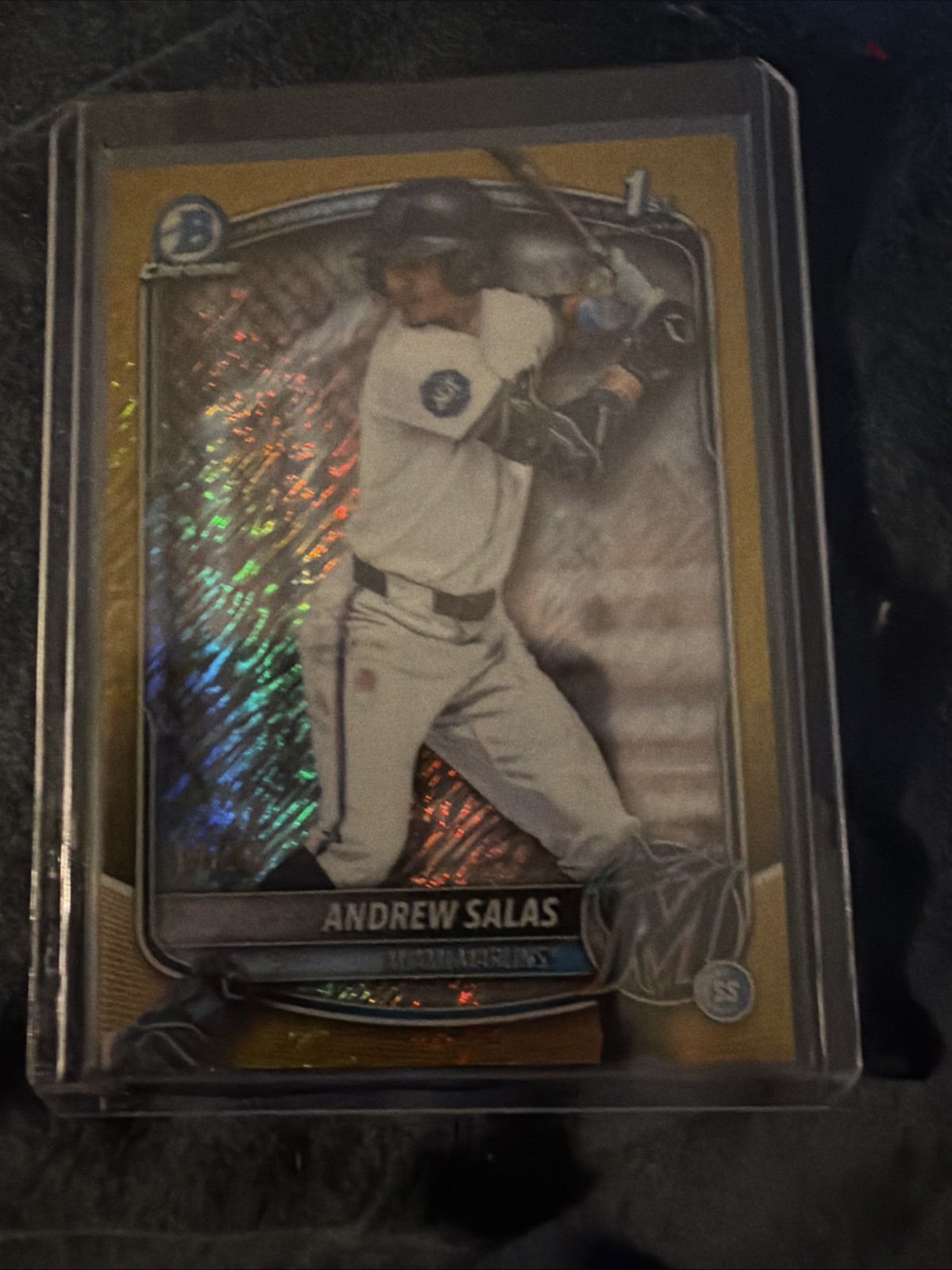 2025 Bowman Chrome Andrew Salas Gold Wave Refractor 1st Prospect #/50 Marlins