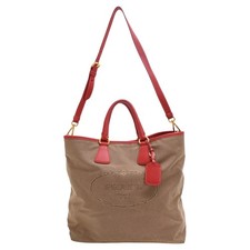 Prada 2-Way Tote Bag In Canvas Women Brown One Size