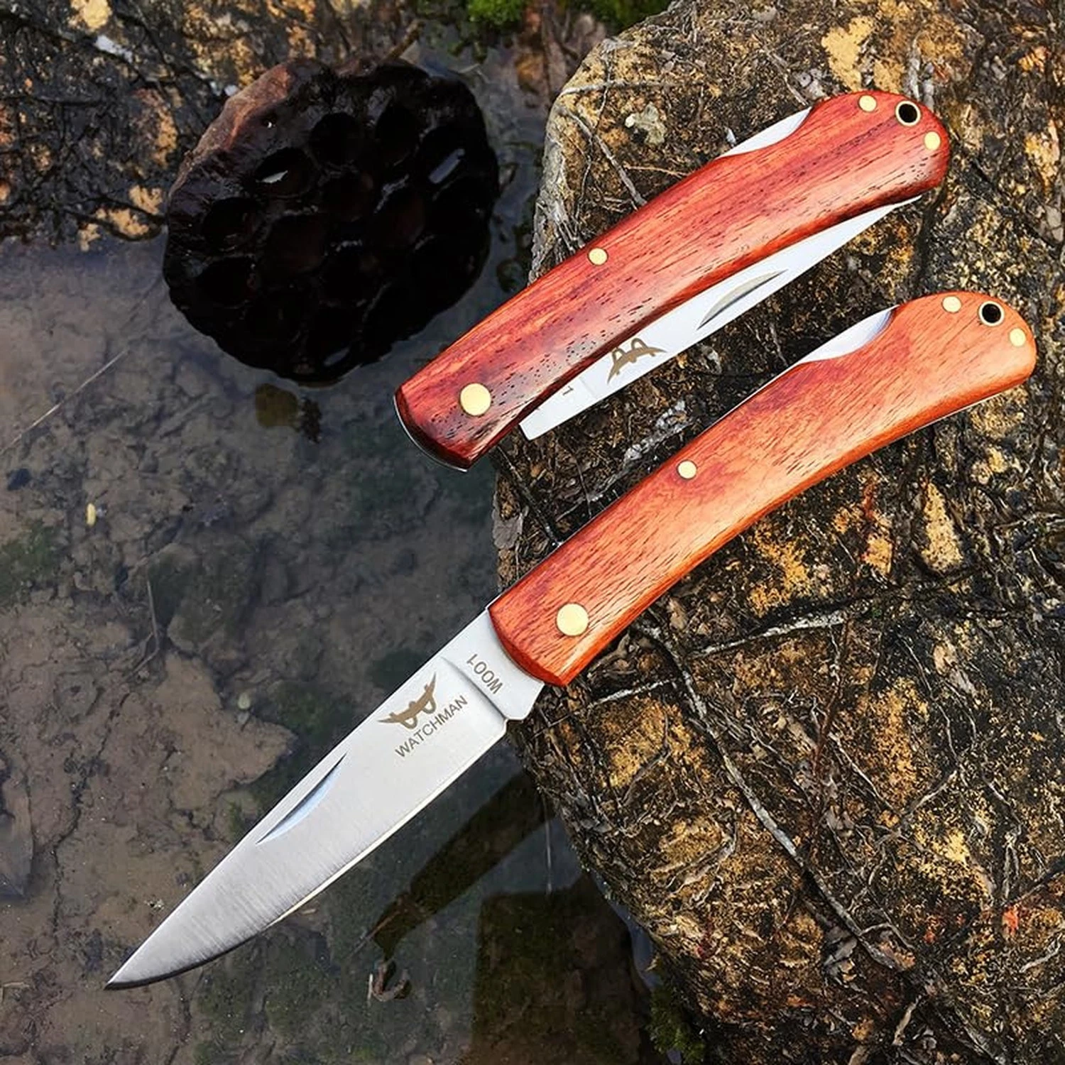 Watchman W001 Pocket Knife Folding Knives Traditional Folder Wood Handle Mate...