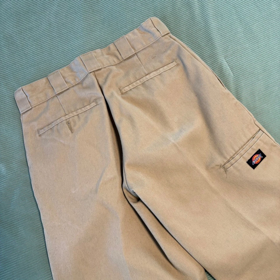 Pantalones de trabajo Dickies holgados caqui doble rodilla algodón mezcla poliéster talla 30x32 Foto 3 de 4