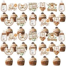 24pcs Something Sweet is Brewing Cupcake Toppers - A Baby is Brewing Baby Shower