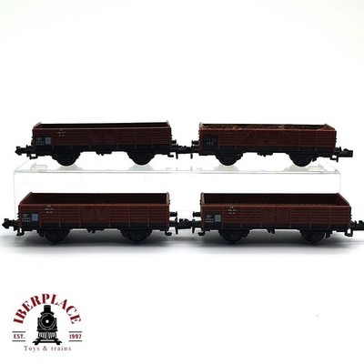     4x Minitrix Niederbordwagen DB Güterwagen Spur N 1:160 E16