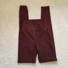 LC Active Ribbed High Waisted Leggings Burgundy Extra Small
