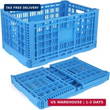 72L Plastic Milk Crate for Storage, Hold 130 lbs Per Bin, Collapsible Storage