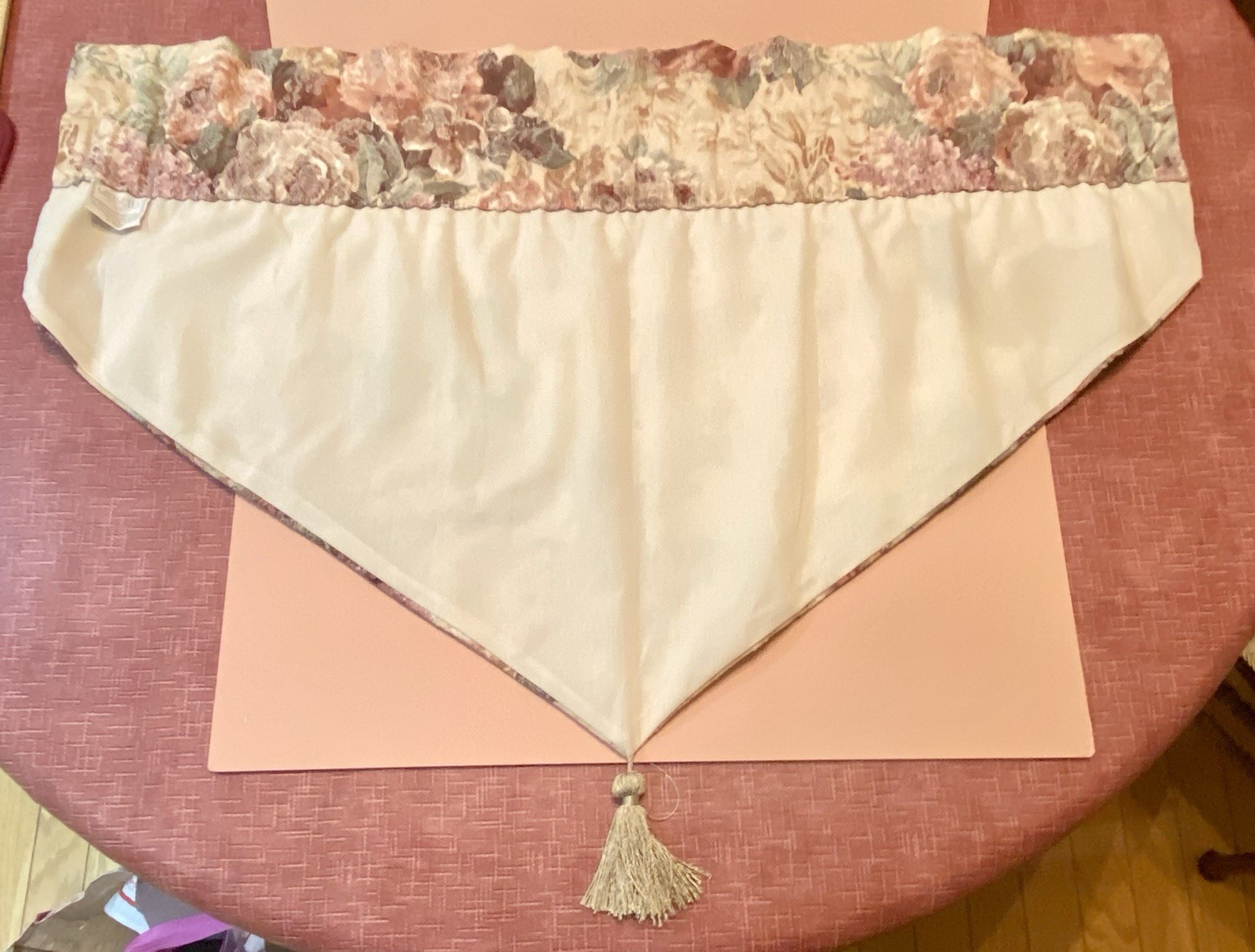 🩷 CROSCILL HOME COTSWOLD PINK ROSES FLORAL ASCOT VALANCE WINDOW TASSEL CURTAIN