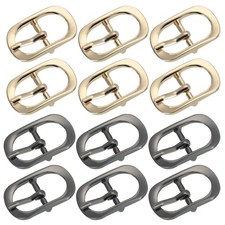 12Pcs 0.6" Single Prong Metal Roller Pin Belt Buckles Light Gold/Black
