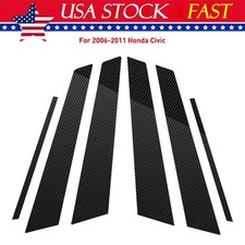 6x Carbon Fiber Pillar Posts For 2006-11 Honda Civic Door Trim Sticker Decal Kit