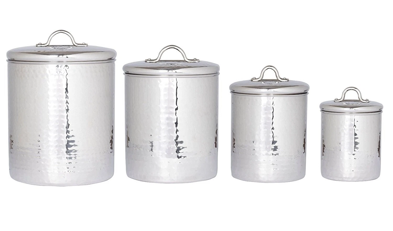 Old Dutch 4 Piece Hammered Canister Set, Stainless Steel