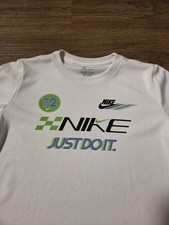 Nike Dri-FIT Kids White Graphic Logo Crew Neck Short Sleeve T-Shirt Sz 6
