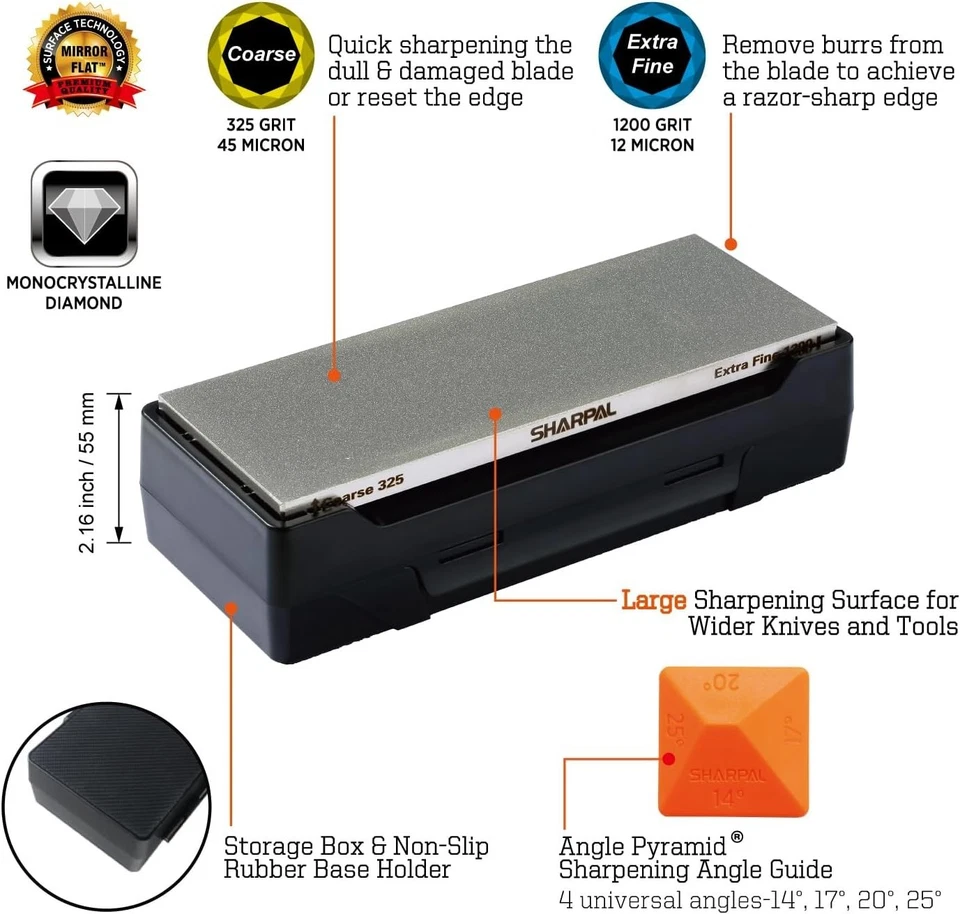 SHARPAL 162N Diamond Whetstone Knife Sharpener with Storage Base | 2 Side Grit C - Image 2 of 4