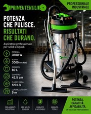 Aspirateur Industriel 80 Litres 3600W 220V Humide & Sec PRIMEUTENSILI