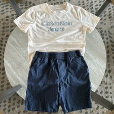 Boys Outfit Set Calvin Klein Shortsleeved Shirt And Shorts Sz7 Casual Designer