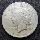 1924 Silver Peace Dollar - Philadelphia Mint - 90% Silver - F+ Details - Cleaned