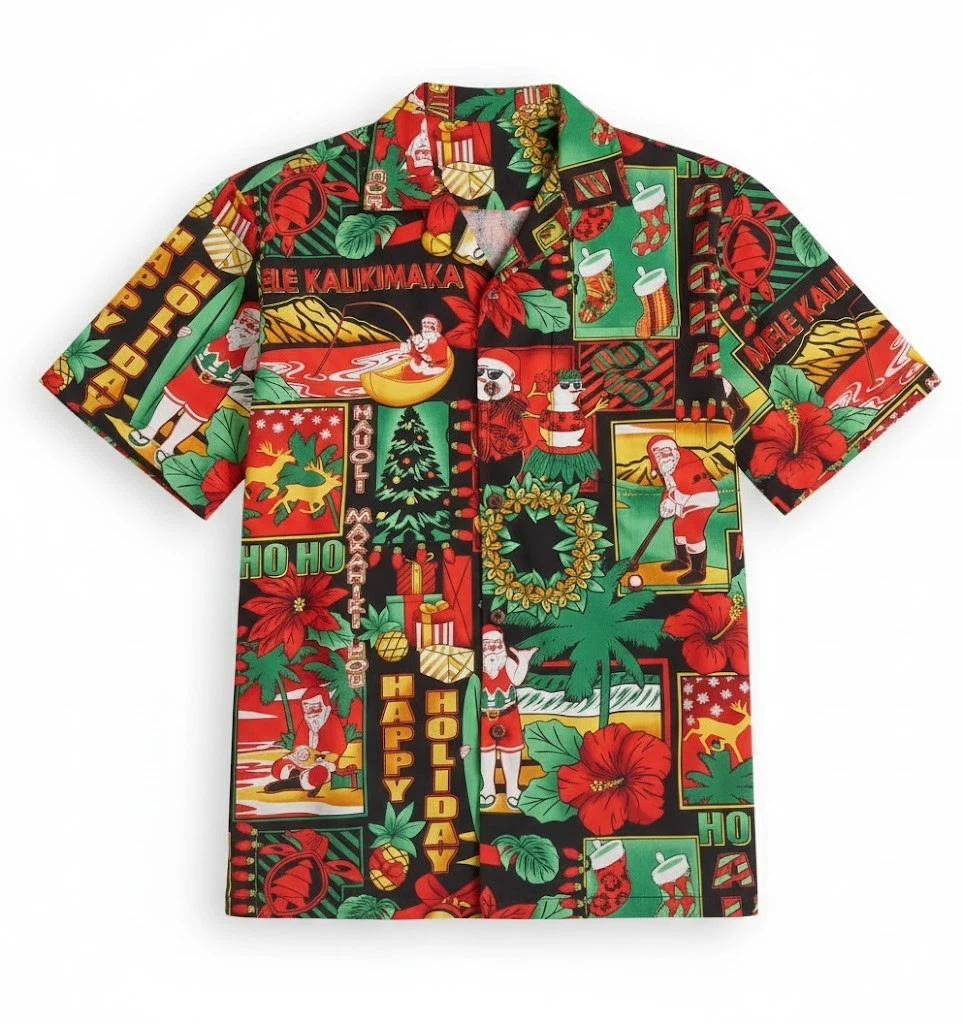 Mele Kalikimaka Happy Holiday Hawaiian Shirt Button-Up Shirts Unisex S-5XL