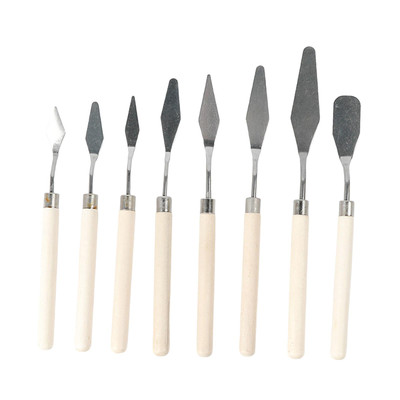 8-teiliges Malmesser Set mit glatten Kanten & Holzgriff Palettenmesser
