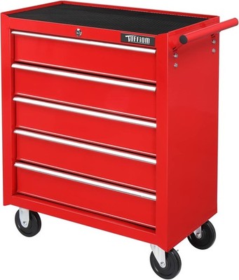 5-Drawer Rolling Tool Chest Tool Storage Cabinet with Top Cushion & Drawer Liner