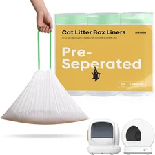 90 Count Cat Litter Bag Liners 18" X 12.6" Compatible with Self-Cleaning Boxes