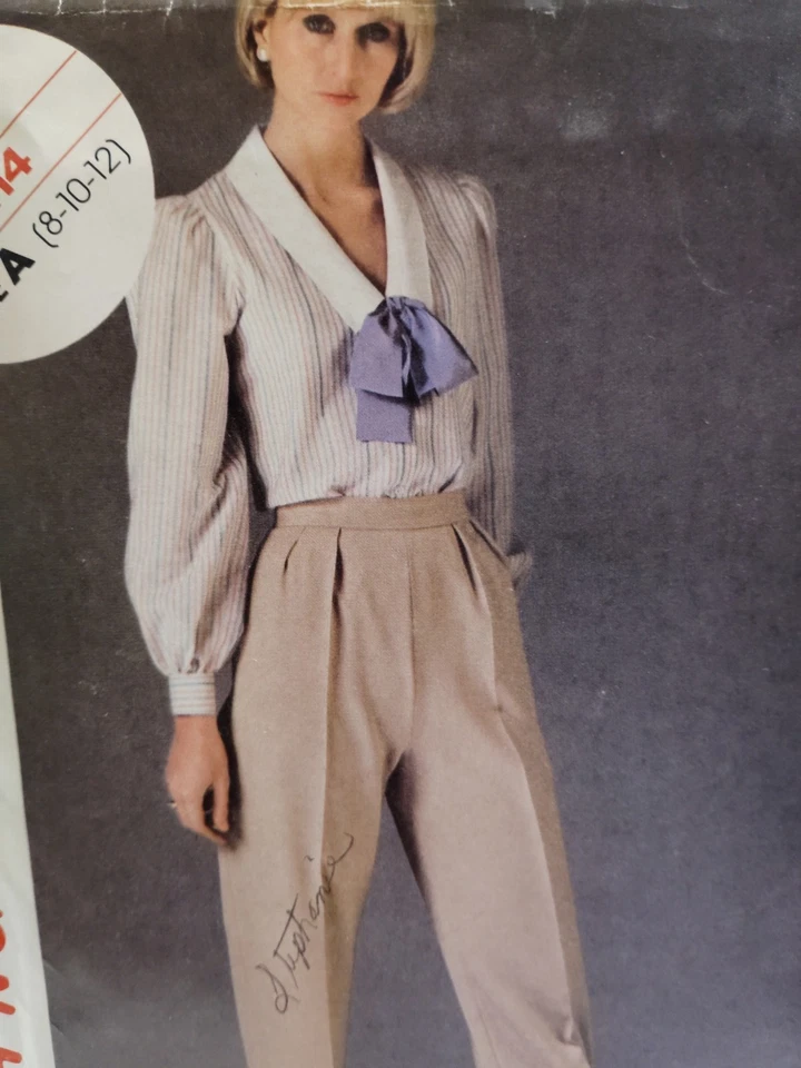 McCall's Stitch N Save 9114 Blouse Tie Pants Sewing Pattern Ladies 8 10 12 UC - Image 2 of 4