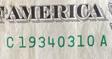 March 10, 1934 Birthday Date Note Fancy Serial Number One Dollar Bill C19340310A