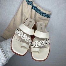 Tory Burch Miller Cloud Leather Slides White Women's Size 7 Sandals