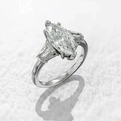 3.10Ct Marquise Cut Lab Created Diamond 925 Silver Women's Anniversary Gift Ring