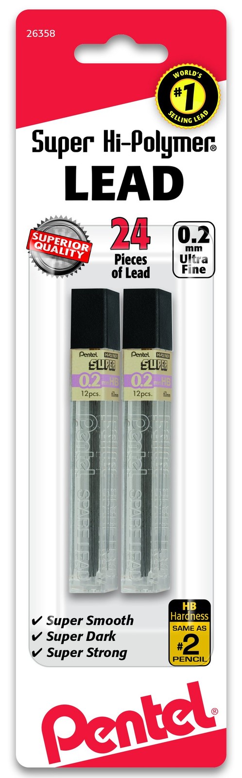 Pentel Super Hi Polymer HB Lead 2 Count Eco Friendly Break R