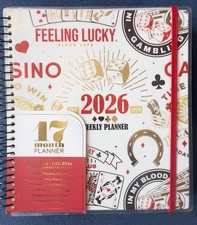 17 Month Planner CASINO LUCKY Aug 2025 - Dec 2026 Weekly Planning Note Page Gift