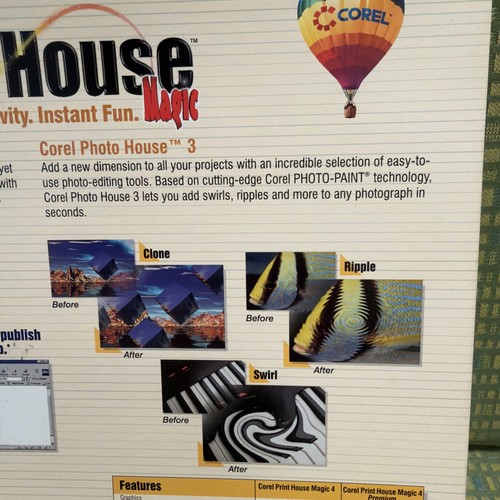 Vintage PC Software Corel Print House Magic -  Windows 95 98 - New - Open Box - Afbeelding 8 van 10