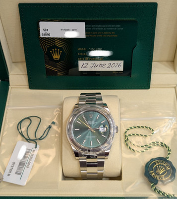 *BRAND NEW* Rolex 2026 DateJust 41 Oyster Band Mint Green Watch 126300