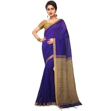 Silk Cotton Handloom Saree - Royal Blue