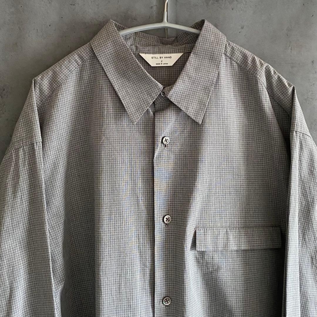 STILL BY HAND Oversized Cotton Shirt Grey-Check Size 2