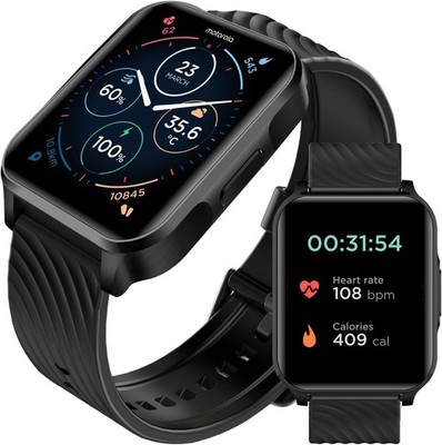 Motorola Moto Watch 70 Black Smartwatch 1.69  Fitness Tracker Android iOS