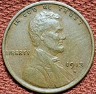 1913 D Lincoln Wheat Cent 1C Copper Coin AU Beauty