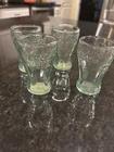 Coca Cola VINTAGE Set of 4 Miniature 3" Tall Glasses Embossed Green Hue Color