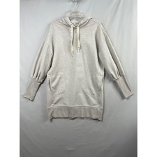Athleta Hoodie Dress Women M Sweatshirt Oatmeal Casual Heathered Ribbed Cuffs