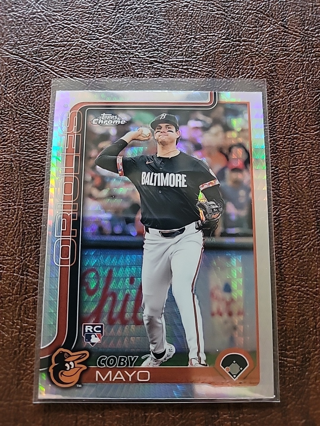 2025 Topps Chrome Prism Refractor Coby Mayo RC #120 - Baltimore Orioles