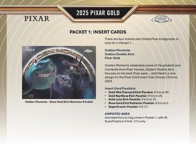 2025 TOPPS PIXAR GOLD CHROME HOBBY BOX DISNEY NEW SEALED 8-CARDS 1
