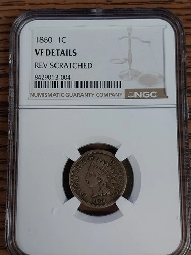 1860 Indian Head Cent NGC VF Details Rev Scratched