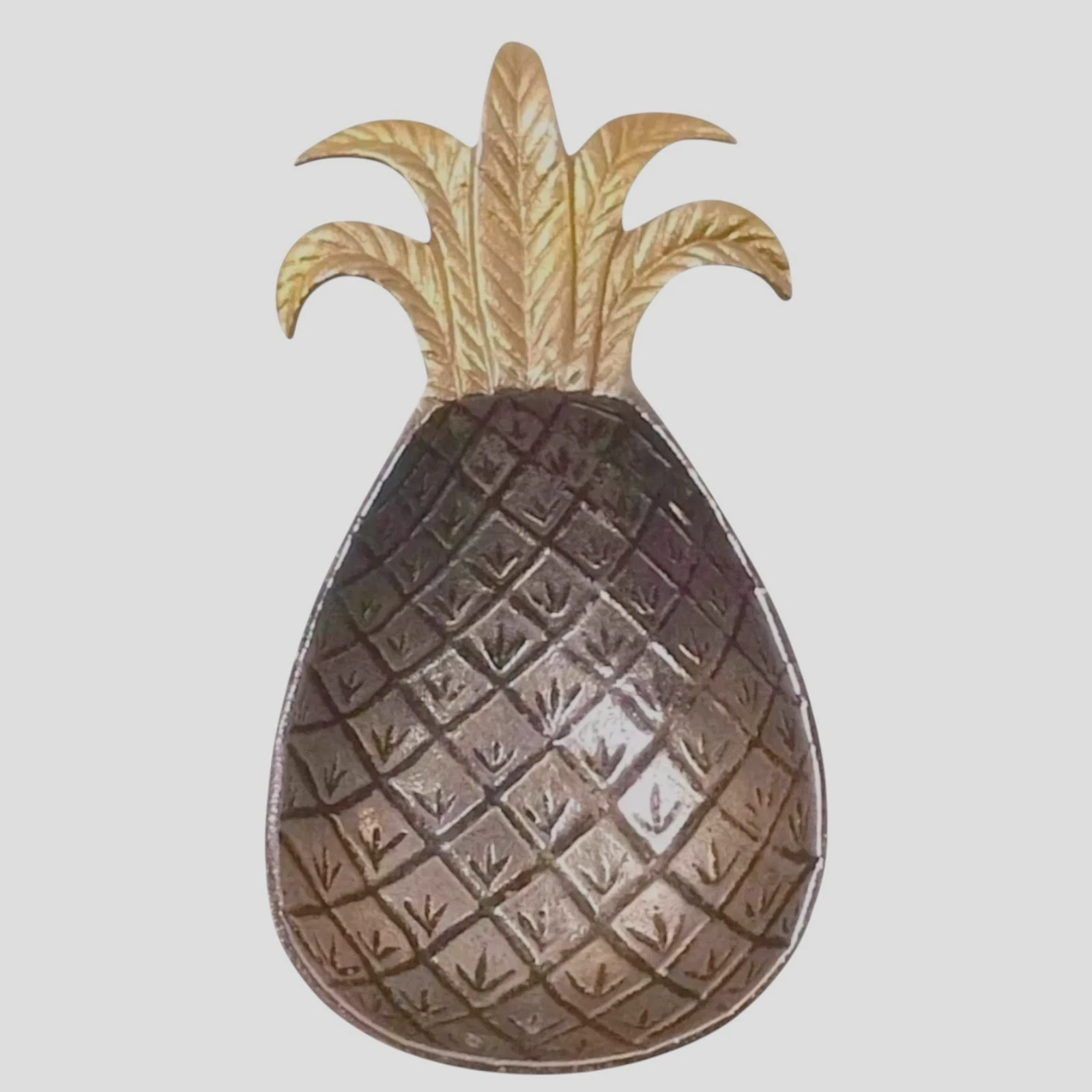 Vintage Mud Pie Metal Pineapple Serving Bowl Dish Made in India Decor