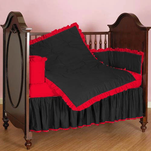 Forros de cuna de malla negra unisex de algodón