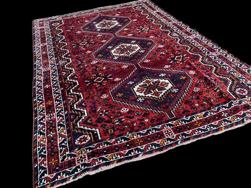 Handknotted Rare Antique Veg Dye area Red Rug 7’X10’ Shi raz Caucasian 100% wool - Picture 2 of 14