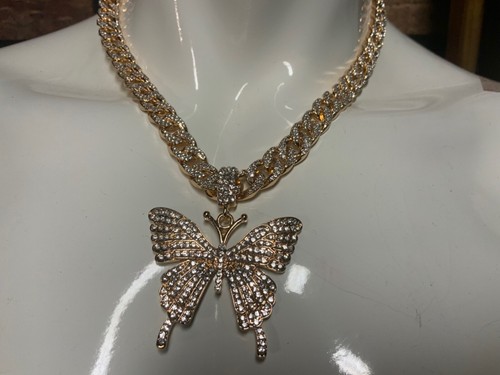 Christian Siriano 16"+2 crystal Butterfly & Gold Necklace - Picture 2 of 7