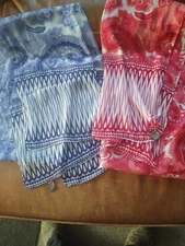 Raj Brand Set of Two silk/chiffon scarves, blue & red