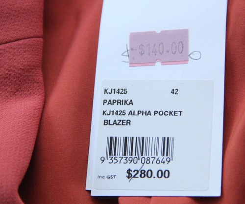 *New* KOOKAI Size 42 (12 14) Alpha Pocket BLAZER Jacket in Paprika $280 - Picture 13 of 13