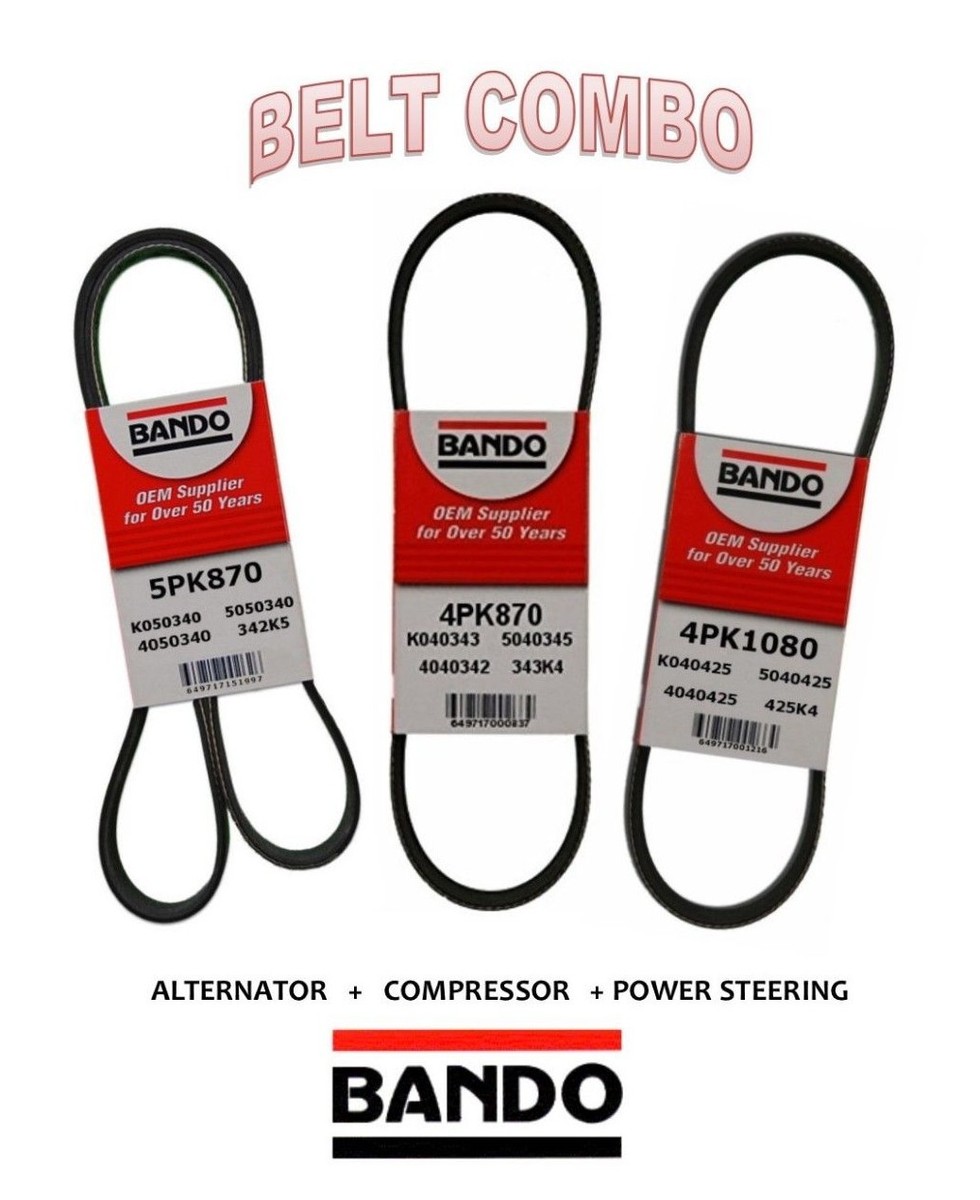 Toyota Tacoma L4 2.4L 97-04 BANDO OEM 3Pc Belt AC/PS/ALT